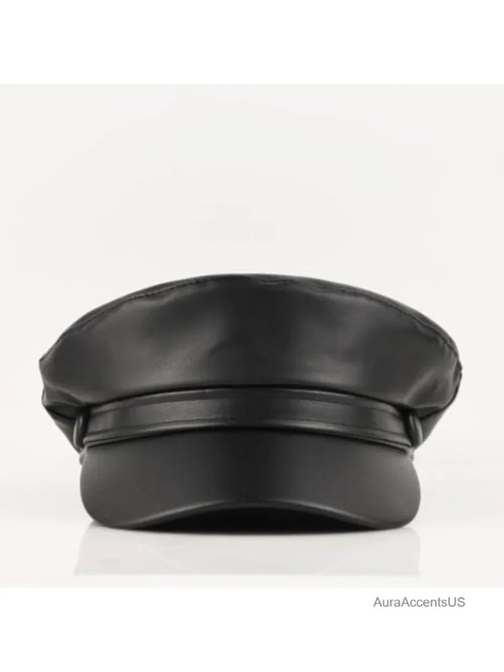 Faux Leather Newsboy Cap Adjustable Vintage Fiddler Hat